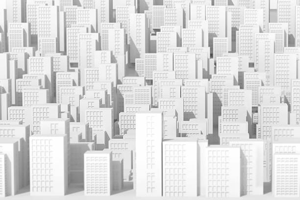 istock Abstract urban scene city background with digital generated buildings 467125911