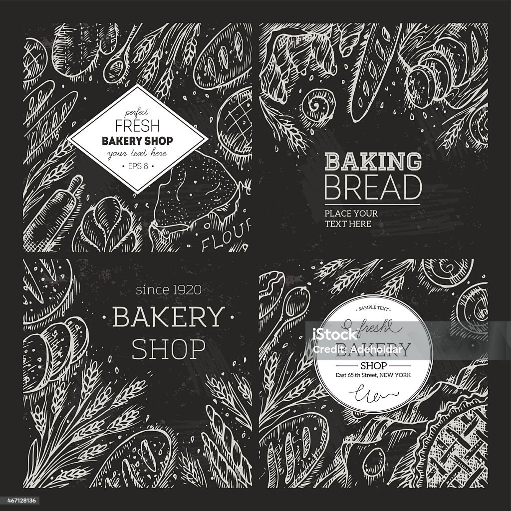A Black And White Set Of Bakery Frames Stock Illustration - Download