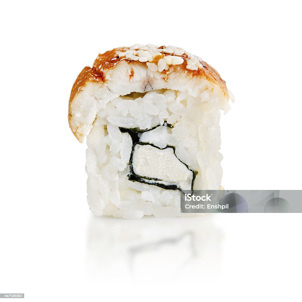 Traditionelle frische japanische sushi auf einem weißen Hintergrund. - Lizenzfrei Aal Stock-Foto