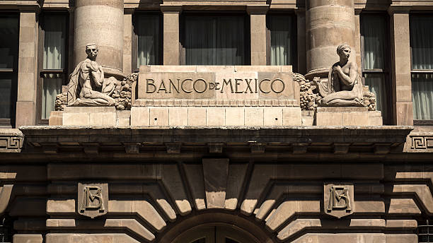 Bank Of Mexico In Mexico City Mexico City, Mexico - February 28, 2015:  The entrance to the Bank of Mexico which is the country's central bank in charge of monetary policy located in downtown Mexico City. central bank photos stock pictures, royalty-free photos & images