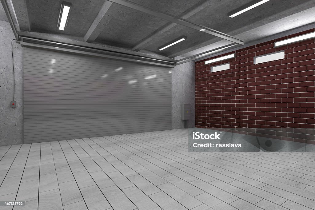 Estacionamento Interior 3D com porta fechada Roller - Foto de stock de 2015 royalty-free
