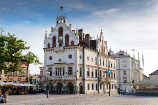 Rzeszow, Poland - June 14, 2013: Marketplace and Town Hall  in Rzeszow