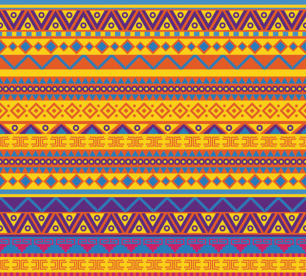 мексиканский рисунком - part of aztec design element seamless stock illustrations