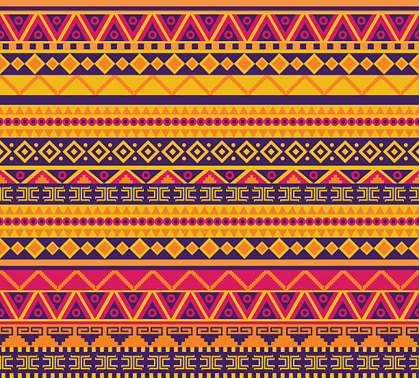 Multicolored tribal pattern background bright vector seamless pattern in tribal style caribbean culture stock illustrations