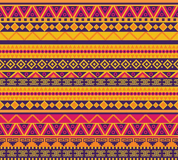 Vector illustration of Multicolored tribal pattern background