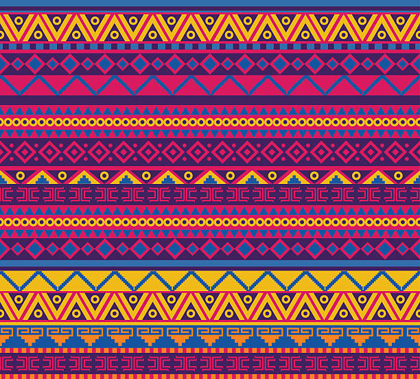 бесшовный узор в этническом стиле - part of aztec design element seamless stock illustrations