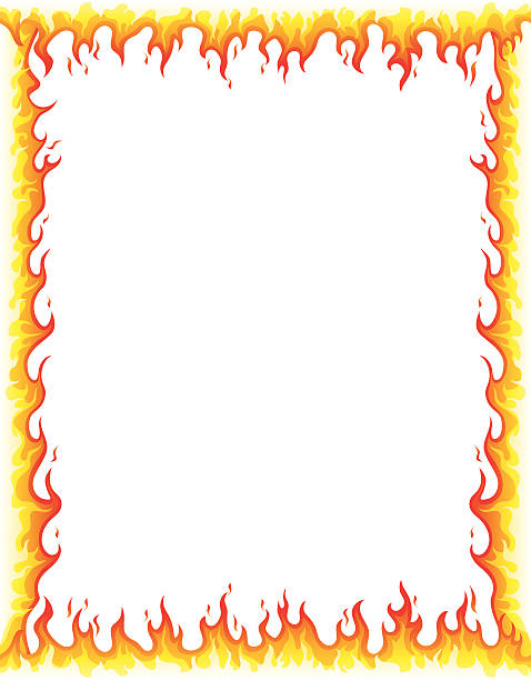 Fire Border Illustration of fire border, fire frame. Editable vector illustration. flame borders stock illustrations