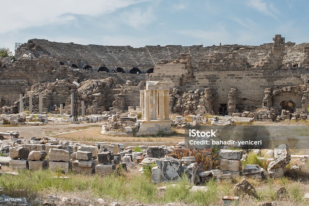 Side Ruins of Ancient City in Side, Turkey Manavgat Stock Photo