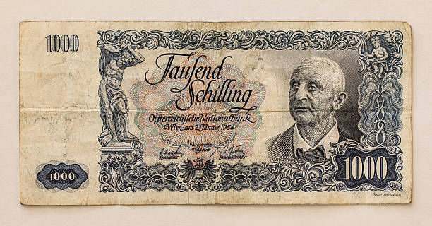 Old Austrian Banknote: 1000 Schilling 1954 stock photo