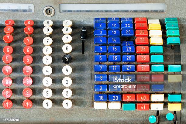 Vintage Calculating Machine Keypad Closeup Stock Photo - Download Image Now - 1940-1949, Computer, Calculator