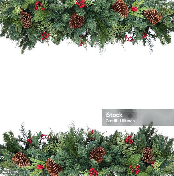 Garland Frame Stock Photo - Download Image Now - Christmas, Garland - Decoration, Floral Garland