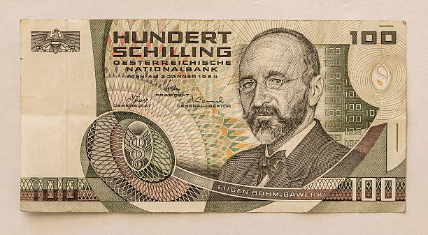 Old Austrian Banknote: 100 Schilling 1984 stock photo