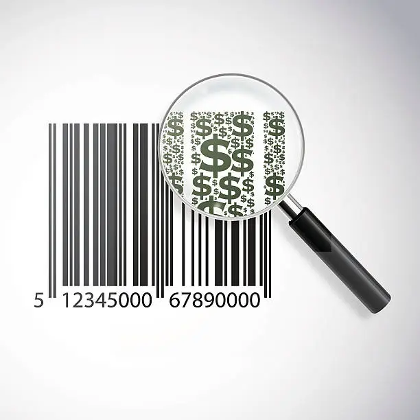 Vector illustration of Consumerism with barcode and dollar signs