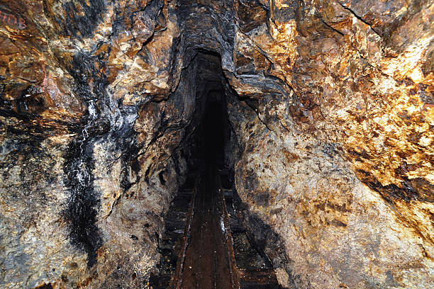 Mine tunnel in Banska Stiavnica stock photo