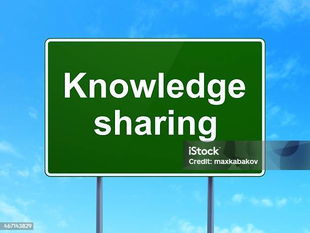 Education Concept Knowledge Sharing On Road Sign Background Stock Photo - Download Image Now