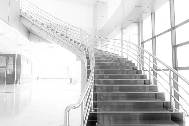 istock with the modern breath stair rotates in a building 467143856