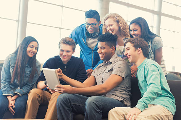 istock Group of high school students taking 