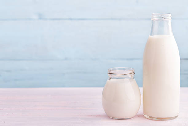 istock Milk and yogurt at right side 467146644
