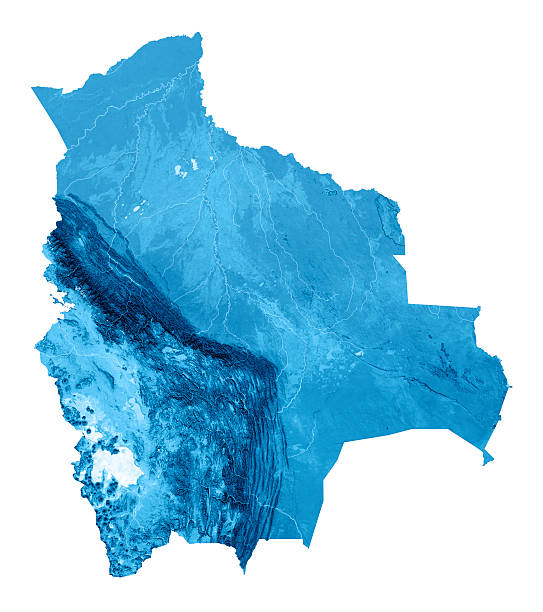 bolivia mappa topografica isolato - chile map topography topographic map foto e immagini stock