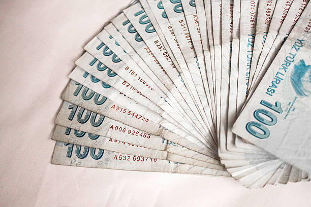 100Liras Bill on Studio Shot stock photo