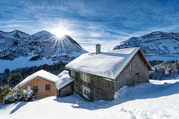 sunrise at ski lodge