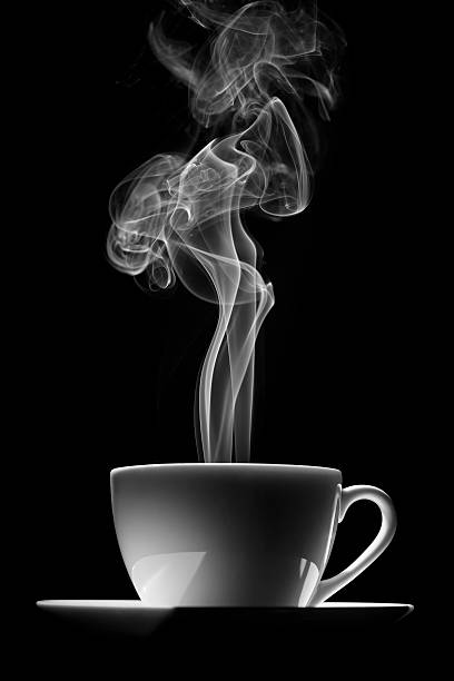 cup of coffee (tea) cup of coffee (or tea) with steam on black background  steam photos stock pictures, royalty-free photos & images