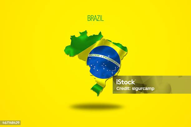 Ilustración de Bandera Brasileña En Mapa De Brasil y más Vectores Libres de Derechos de Amarillo - Color - Amarillo - Color, Azul, Bandera