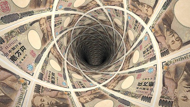 sfondo di soldi banconota dello yen giapponese - simbolo dello yen foto e immagini stock