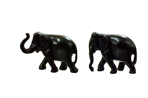 istock Black figure of the elephant on a white background. 467149965