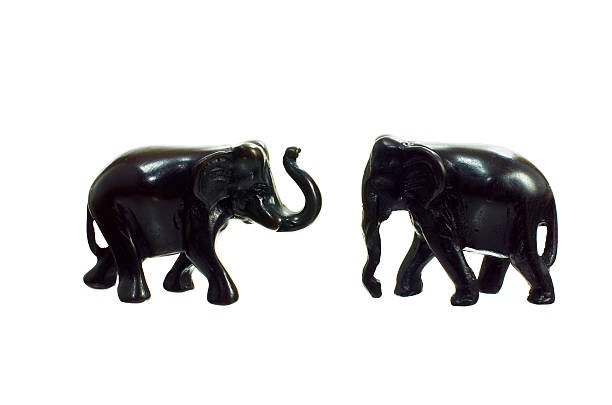 istock Black figure of the elephant on a white background. 467149973