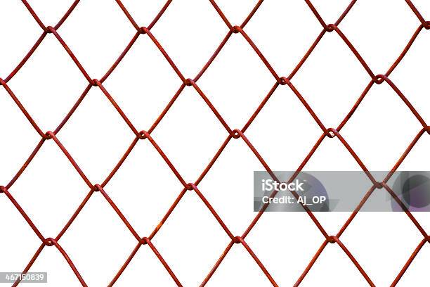 Rusted Metalic Wire Net Isolated On White Background Cage Separa Stock Photo - Download Image Now