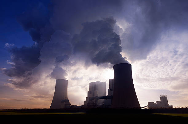 istock Power plant with pollution and moody sky 467151501
