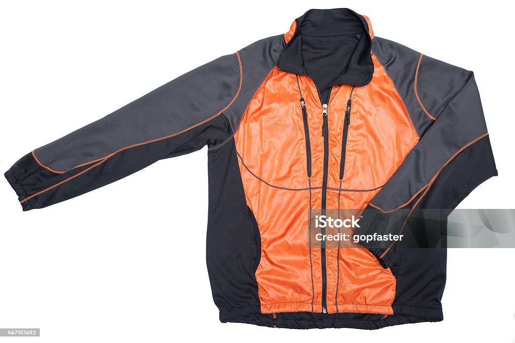 orange windbreaker track  jacket full zip Coat - Garment Stock Photo