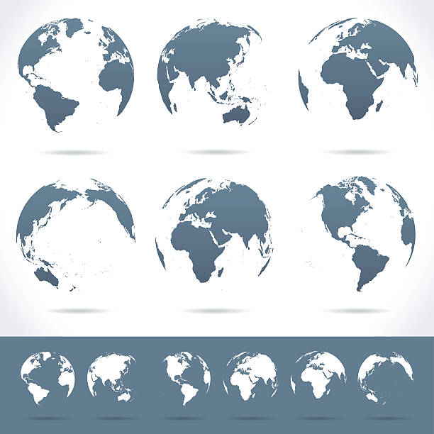Globes set - illustration Vector set of different globe views. planet earth africa stock illustrations
