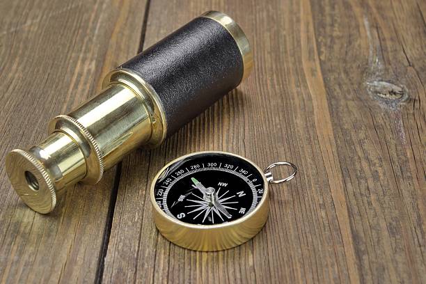 istock Vintage Compass And Spyglass Close-up 467152164