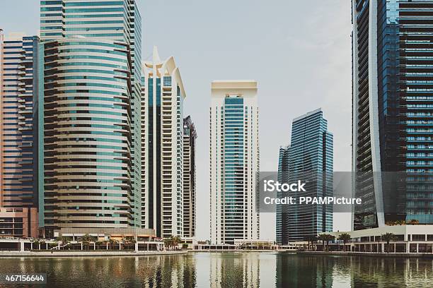 Dubai Skyscrapers Stock Photo - Download Image Now - 2015, Arabia, Back Lit