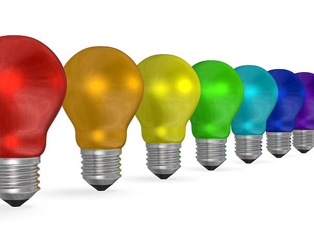 istock Row of many-colored light bulbs 467157539