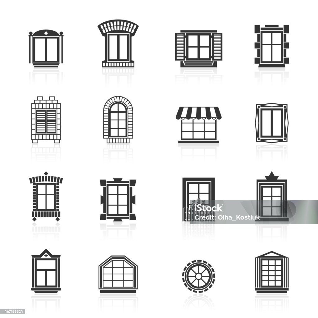 Vintage windows set. Flat exterior icons. Vintage windows set. Flat exterior vector icons. Window Frame stock vector