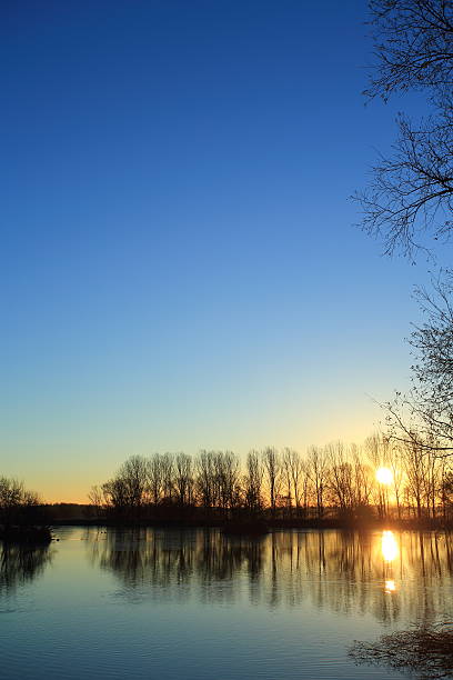 istock Beautiful morning sunrise by Danish lake mirror effect 467160657