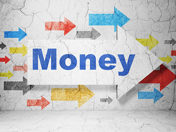 istock Business concept: arrow with Money on grunge wall background 467162071