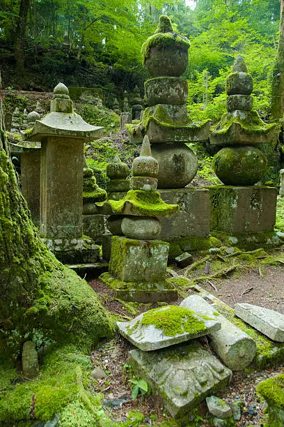 Okunoin ancient Buddhist cemetery in Koyasan, Japan.