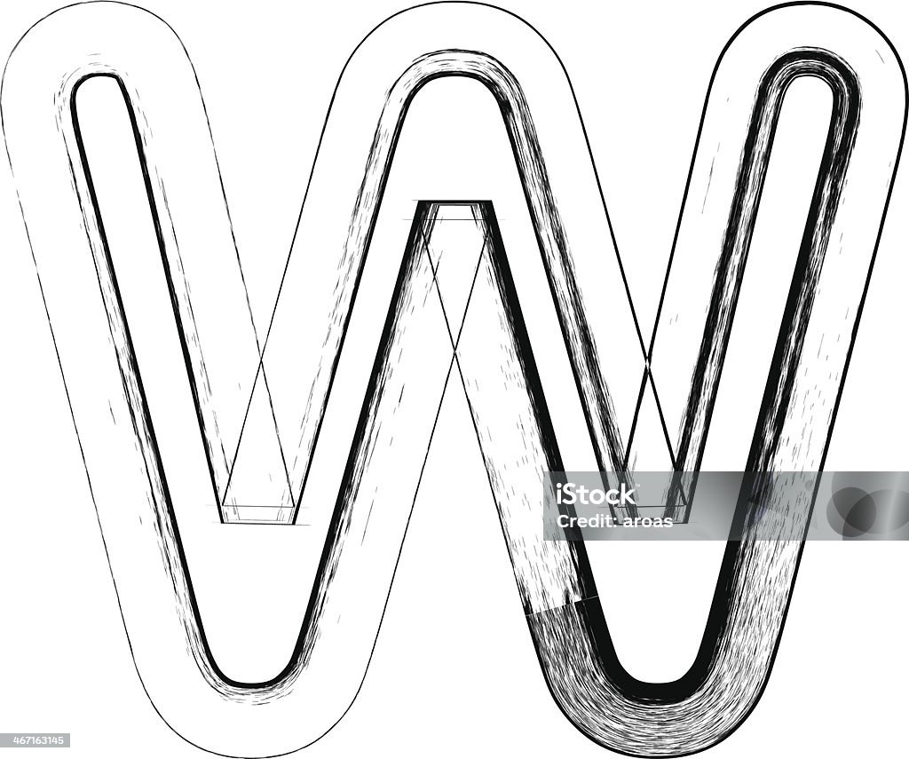 Grunge font. Letter W Abstract stock vector