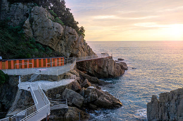 istock Ligurian seashore, sunset panorama. Color image 467166346