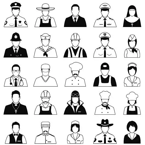 Vector illustration of workers, profession people,