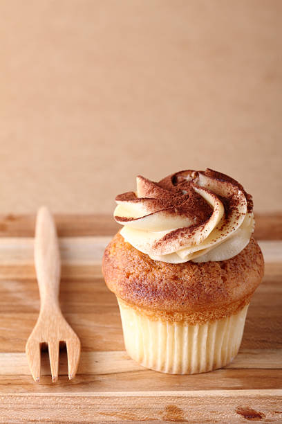 istock cupcake on wooden plate 467171674