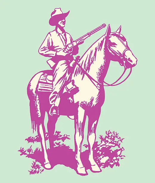 Vector illustration of Cowboy on Horse