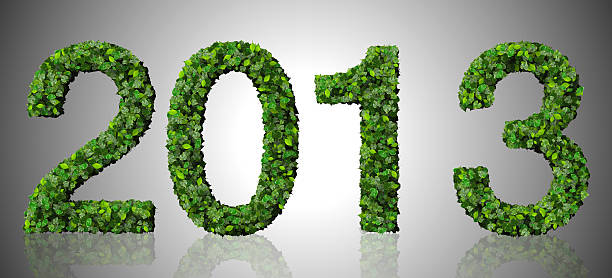 istock Year 2013, date made from green leaves on gradient background. 467176120