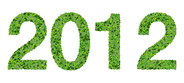 istock Year 2012, date made from green leaves on gradient background. 467176122