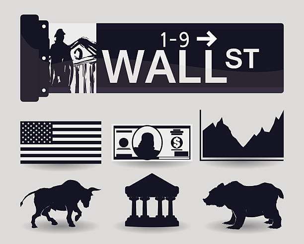 wall street projektu, ilustracja wektorowa. - wall street new york stock exchange stock exchange street stock illustrations