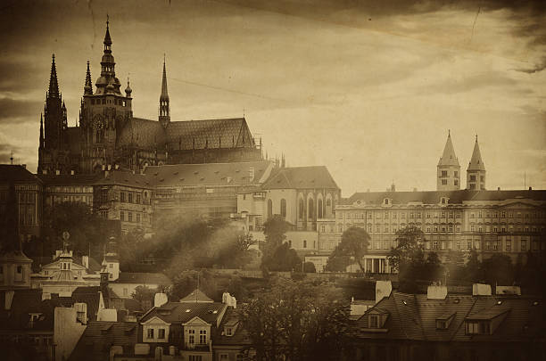 Stylized Under Olden Photo Of Prague, Czech Republic